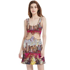 New York Skyline Manhattan City Velvet Cutout Dress by Wegoenart