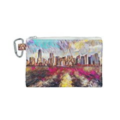 New York Skyline Manhattan City Canvas Cosmetic Bag (small) by Wegoenart