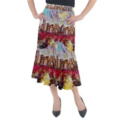 New York Skyline Manhattan City Midi Mermaid Skirt by Wegoenart