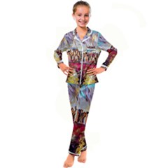 New York Skyline Manhattan City Kid s Satin Long Sleeve Pajamas Set by Wegoenart