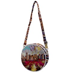 New York Skyline Manhattan City Crossbody Circle Bag by Wegoenart