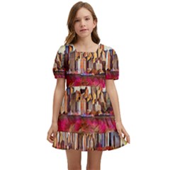 New York Skyline Manhattan City Kids  Short Sleeve Dolly Dress by Wegoenart