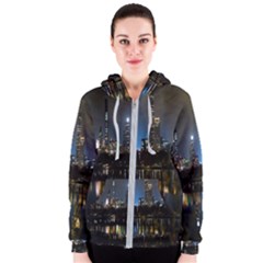 New York Night Central Park Skyscrapers Skyline Women s Zipper Hoodie by Wegoenart