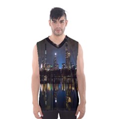 New York Night Central Park Skyscrapers Skyline Men s Basketball Tank Top by Wegoenart