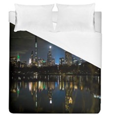 New York Night Central Park Skyscrapers Skyline Duvet Cover (queen Size) by Wegoenart