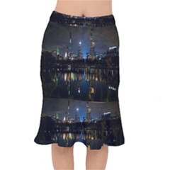 New York Night Central Park Skyscrapers Skyline Short Mermaid Skirt by Wegoenart