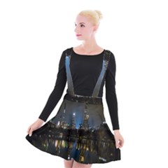 New York Night Central Park Skyscrapers Skyline Suspender Skater Skirt by Wegoenart