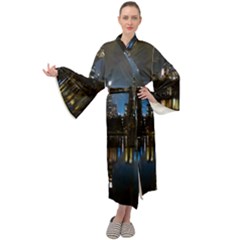 New York Night Central Park Skyscrapers Skyline Maxi Velour Kimono