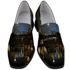 New York Night Central Park Skyscrapers Skyline Women s Chunky Heel Loafers by Wegoenart