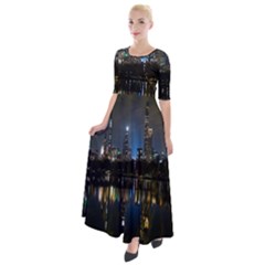 New York Night Central Park Skyscrapers Skyline Half Sleeves Maxi Dress by Wegoenart