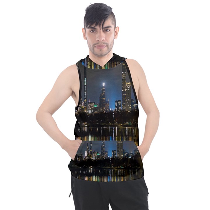 New York Night Central Park Skyscrapers Skyline Men s Sleeveless Hoodie