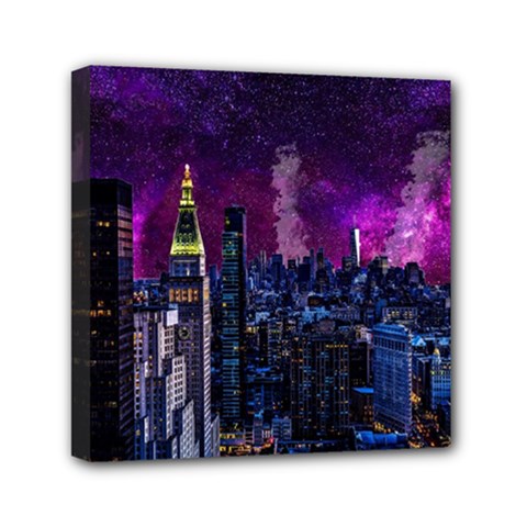 New York Manhattan Skyline Cityscape Downtown Mini Canvas 6  X 6  (stretched) by Wegoenart