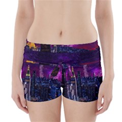 New York Manhattan Skyline Cityscape Downtown Boyleg Bikini Wrap Bottoms by Wegoenart