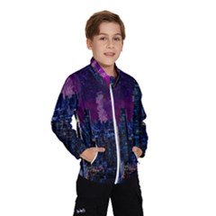 New York Manhattan Skyline Cityscape Downtown Kids  Windbreaker by Wegoenart