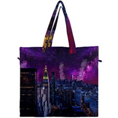 New York Manhattan Skyline Cityscape Downtown Canvas Travel Bag by Wegoenart