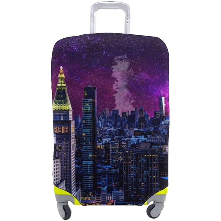 New York Manhattan Skyline Cityscape Downtown Luggage Cover (Large)