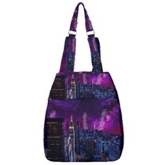 New York Manhattan Skyline Cityscape Downtown Center Zip Backpack by Wegoenart