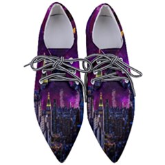 New York Manhattan Skyline Cityscape Downtown Pointed Oxford Shoes by Wegoenart