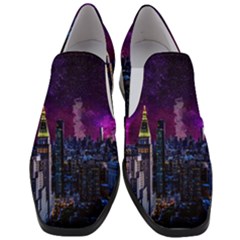 New York Manhattan Skyline Cityscape Downtown Women Slip On Heel Loafers by Wegoenart