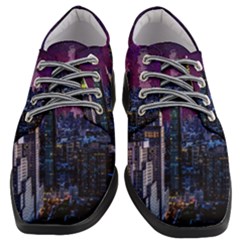 New York Manhattan Skyline Cityscape Downtown Women Heeled Oxford Shoes by Wegoenart