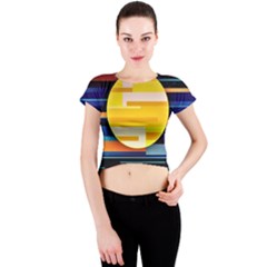 Background Abstract Horizon Crew Neck Crop Top by Ravend