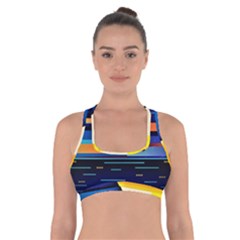 Background Abstract Horizon Cross Back Sports Bra by Ravend