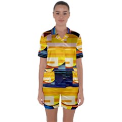 Background Abstract Horizon Satin Short Sleeve Pajamas Set by Ravend