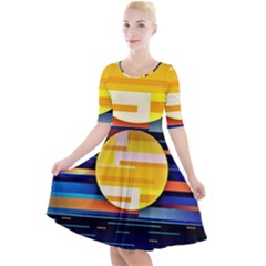 Background Abstract Horizon Quarter Sleeve A-line Dress by Ravend