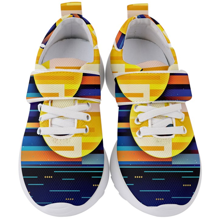 Background Abstract Horizon Kids  Velcro Strap Shoes