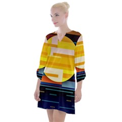 Background Abstract Horizon Open Neck Shift Dress by Ravend