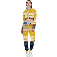 Background Abstract Horizon Cropped Zip Up Lounge Set by Ravend