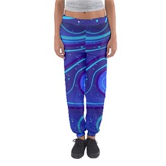 Wavy Abstract Blue Women s Jogger Sweatpants by Ravend