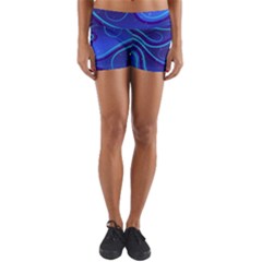 Wavy Abstract Blue Yoga Shorts by Ravend