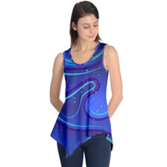 Wavy Abstract Blue Sleeveless Tunic by Ravend