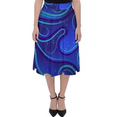 Wavy Abstract Blue Classic Midi Skirt by Ravend