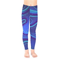 Wavy Abstract Blue Kids  Leggings by Ravend