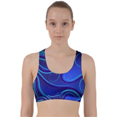 Wavy Abstract Blue Back Weave Sports Bra by Ravend