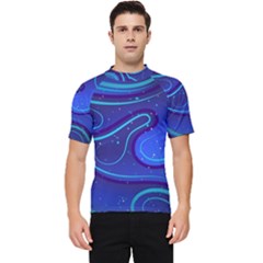 Wavy Abstract Blue Men s Short Sleeve Rash Guard by Ravend