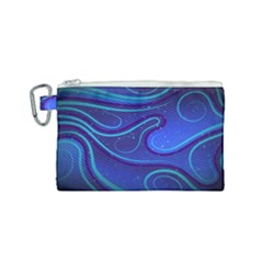 Wavy Abstract Blue Canvas Cosmetic Bag (small) by Ravend