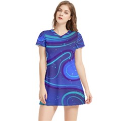 Wavy Abstract Blue Women s Sports Skirt by Ravend