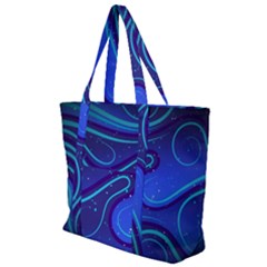 Wavy Abstract Blue Zip Up Canvas Bag by Ravend