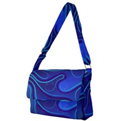 Wavy Abstract Blue Full Print Messenger Bag (l) by Ravend