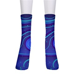 Wavy Abstract Blue Crew Socks by Ravend