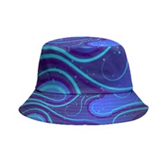 Wavy Abstract Blue Inside Out Bucket Hat by Ravend