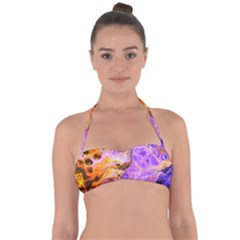 Conceptual Abstract Painting Acrylic Halter Bandeau Bikini Top by Ravend