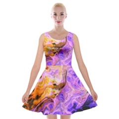 Conceptual Abstract Painting Acrylic Velvet Skater Dress by Ravend