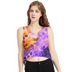 Conceptual Abstract Painting Acrylic V-neck Cropped Tank Top by Ravend