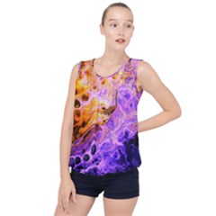 Conceptual Abstract Painting Acrylic Bubble Hem Chiffon Tank Top by Ravend