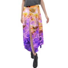 Conceptual Abstract Painting Acrylic Velour Split Maxi Skirt by Ravend