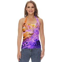 Conceptual Abstract Painting Acrylic Basic Halter Top by Ravend